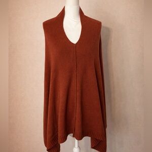 Rust Angora Wool Blend Draped Sleeveless Vest Cardigan Open Front